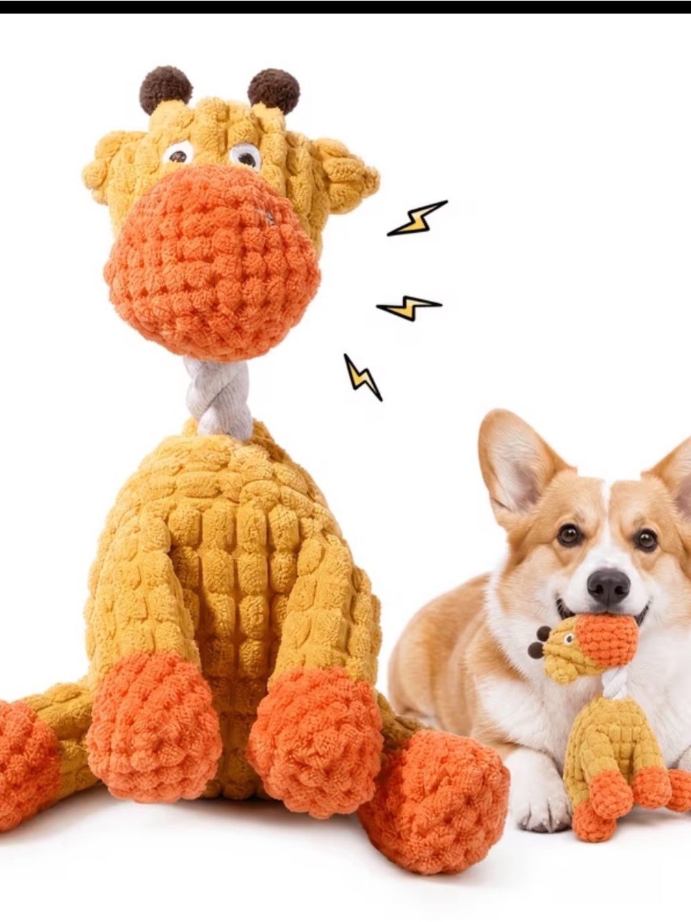 Source Unknown Plush Giraffe Dog Toy - Yellow & Orange